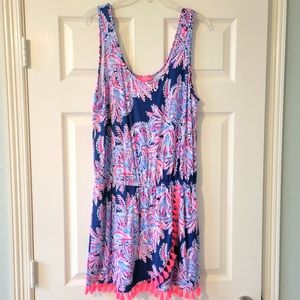Lilly Pulitzer Jarrett Romper Bay Blue Miss Shell Size Large